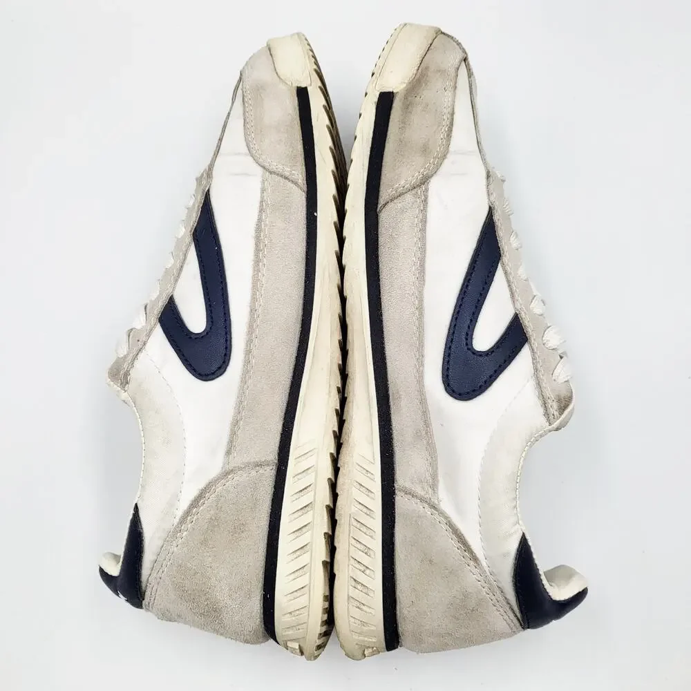 Tretorn Rawlins White & Blue Canvas Suede Leather Trim Sneakers Women's Size 8.5